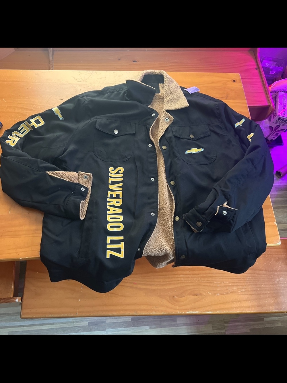 Chevrolet Silverado LTZ Men's Black Sherpa-Lined Jacket